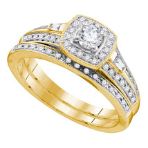 10k Yellow Gold Round Diamond Bridal Wedding Engagement Ring Band Set 1/2 Cttw - £561.79 GBP