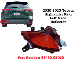 OEM 2020-2023 Toyota Highlander LH Driver Side Rear Lower Bumper Reflector - $39.59