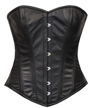 Victorian overbust with steel frame Bustier Gothic Black leather corset - £42.57 GBP+