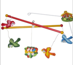 Vintage Retro 50s Wood Wooden Bird Baby Crib Mobile CottageCore - $19.79
