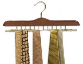 17" Walnut Wood &amp; Chrome Multi Tie Hanger - $15.04