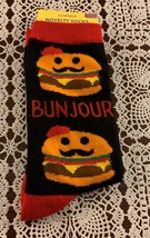 JoAnn Brand Bunjour Hamburger Ladies Crew Socks Shoe Size 4 to 10 Black ... - £9.15 GBP