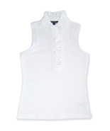 Brooks Brothers Womens Ruffle Collar Sleeveless Polo Shirt White, XLarge... - £52.12 GBP