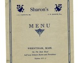 Sharon&#39;s Duck Farm Restaurant Menu Wrentham Massachusetts 1930&#39;s Roast Duck - $98.90