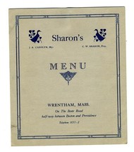 Sharon&#39;s Duck Farm Restaurant Menu Wrentham Massachusetts 1930&#39;s Roast Duck - £79.05 GBP