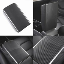 Carbon Fiber Interior Armrest Storage Box Cover Trim For 2020-2022 Tesla Model Y - £21.01 GBP
