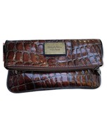 Simply Vera Wang Crocodile Embossed Brown Foldover Clutch Wristlet nwt - $24.16