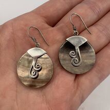 Vintage Jewelry Sterling Silver 925 Women's Stud Earrings Shell Nacre 5.... - $99.00