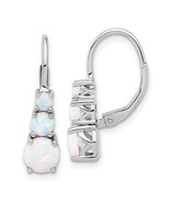 Sterling Silver Round Created Opal Leverback Earrings - €107,46 EUR