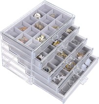 Gray Misaya Earring Jewelry Organizer With 5 Drawers, Clear, And Necklaces. - £31.57 GBP