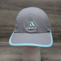 Adidas Hat Women Adjustable Hook Loop Strap Casual Gray Blue Clima Cool Athletic - £15.46 GBP
