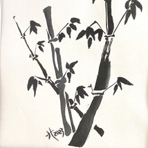 Bamboo Thickening Original Painting Ink on Rice Paper Matted 11x14in Fra... - $99.00