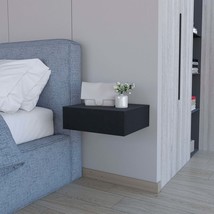 Black Wall-Mounted Floating Nightstand - Modern Bedroom Storage Shelf - $87.99