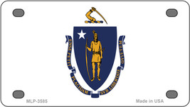 Massachusetts Flag Novelty Mini Metal License Plate Tag - $284.59 MXN
