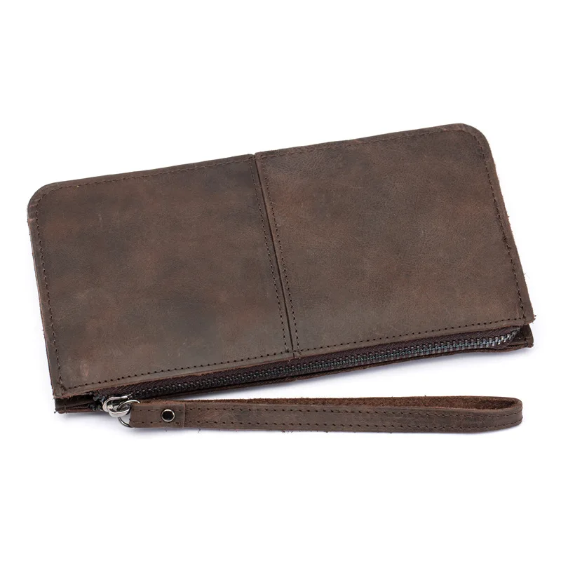  leather Retro Crazy Horse soft Leather Men and Women Long Wallet First Layer Cl - £91.37 GBP