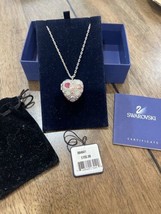 Rare New with tags and box Swarovski Clara Rose Heart Crystal Locket Necklace - $70.13