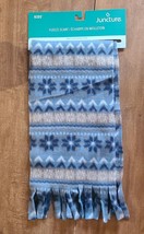 Juncture Kid&#39;s Blue &amp; Gray Fleece Scarf 59&quot; Tassels NEW Snowflakes - £3.97 GBP