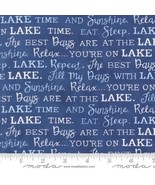 Cotton On Lake Time Deep Water Words Dark Blue Fabric Print by Yard D689.89 - $300.61 MXN