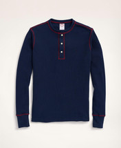 Brooks Brothers Mens Blue Red Waffle Thermal Henley T-Shirt, 2XL XXL 8471-4 - £45.07 GBP