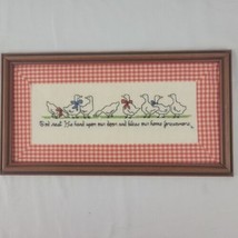 Goose Embroidery Finished Framed  Farmhouse Country Cottage Core Buffalo Plaid - £11.76 GBP