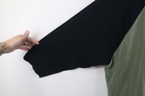 Vintage 90s Y2K Streetwear Mens 2XL Faded Blank 3/4 Sleeve Raglan T-Shirt Green Item image 5