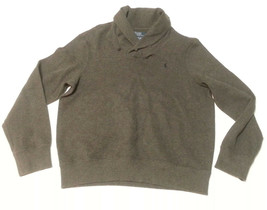 POLO Ralph Lauren Men Size XL Cotton Sweater with Shawl Collar Gray  - £61.61 GBP