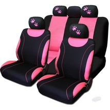 For Mazda New Flat Cloth Black and Pink Car Seat Covers With Paws Set - £30.82 GBP