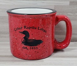 Cedar Rapids Lodge Est. 1933 10 oz. Stoneware Coffee Mug Cup Red Black White - $15.27