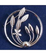 D&#39;or Sterling Silver Round Pin Brooch Botanical 1-3/8&quot; Diameter - £11.56 GBP