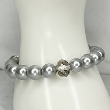 Metallic Silver Beaded Stretch Bracelet - £5.53 GBP
