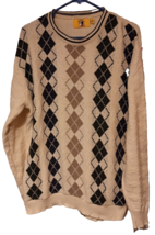 Vintage Duck Head Argyle Chunky Textured Cotton Sweater Size M Made in USA Ivory - £18.94 GBP