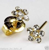 Gold April Crystal Daisy Ear Piercing Earrings System 75 Cartilage Earri... - $6.99