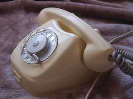 ANTIQUE RARE SOVIET CZECHOSLOVAKIA ROTARY DIAL PHONE IVORY COLOR ABOUT 1... - $39.59