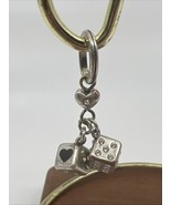 Brighton Silverplated Dice 2 Die Gamble Game Charm Vegas Crystal Black H... - $183.75 MXN