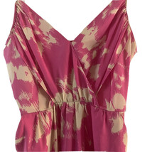 Yumi Kim dress small fuschia pink ivory vneck adjustble spaghetti straps pockets - £32.46 GBP