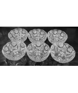 6 Vintage desert, berry, or ice cream set starburst and button glass clear - $22.50