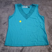 Chico&#39;s Shirt Womens 2 Blue Casual Preppy Sleeveless Lace Vneck Plus Size Tank - £18.18 GBP