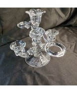 Cambridge Glass Chantilly Candlestick Clear Candle Holder Plus Arms Etch... - £35.38 GBP