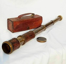 Télescope en laiton antique cuir nautique marin pirate cadeau vintage - $44.43