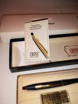 Vintage Cross Ballpoint Pen Black Gold Original Box Guarantee Card No Refill - $24.74