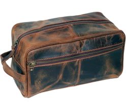 jaald Men&#39;s Genuine Leather Toiletry Bag Waterproof Dopp Kit Shaving Bag... - £37.02 GBP