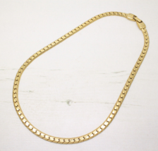 Vintage 1980s Signed NAPIER Gold Flat Link Chain NECKLACE Collar Jewellery - £19.31 GBP