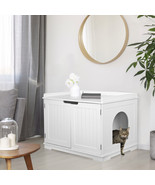Durable 2 Door Wood Cat Litter Box Enclosure Cat Washroom Storage Bench ... - £88.86 GBP