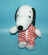 Snoopy Dog Peanuts 8" PJs Red White Valentine Hearts Plush Stuffed Soft ... - $12.50