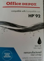 HP 92 ~ Office Depot Brand ~ Inkjet Ink Cartridge ~ Black ~ NIB - £11.55 GBP