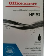 HP 92 ~ Office Depot Brand ~ Inkjet Ink Cartridge ~ Black ~ NIB - £11.85 GBP