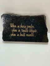 Black Granite Paperweight Engraved Humor 6&quot;x3.5&quot; Rough Edge When In Doubt - £7.56 GBP
