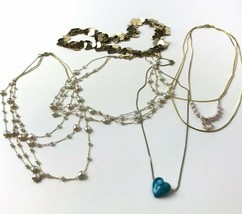 90s heart necklace lot of 5 vintage dainty small light weight necklaces - £10.89 GBP