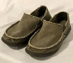 Crocs Mens Size 11 Santa Cruz Brown Canvas Slip On Loafer Shoe Distresse... - $24.74