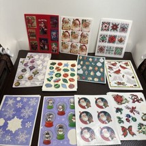 Large Lot 35  Vintage Christmas Santa Stickers Snowman Ornament Most Are... - $20.00